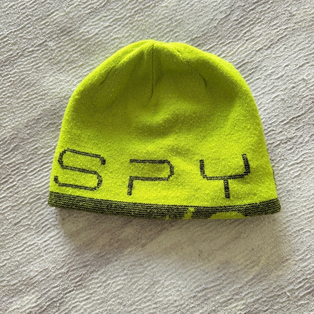 Spyder Neon Green Hat, Double Sided, Unisex, Small